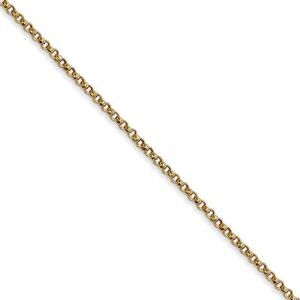 1.55mm 14k Yellow Gold Solid Rolo Pendant Chain Necklace, 16 Inch